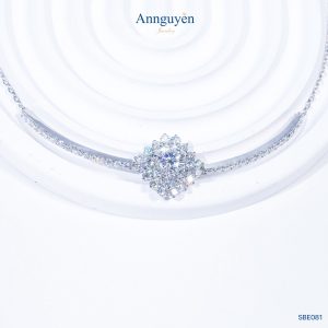 Lắc tay nữ Moissanite 7,2mm - Bạc S925 Xi Bạch Kim - Annguyen Jewelry (SBE081)