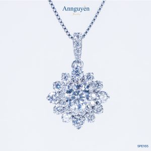 Mặt dây chuyền Moissanite 6,0mm - Bạc S925 Xi Bạch Kim - Annguyen Jewelry (SPE165)
