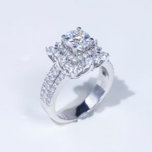 S925 Nhân nữ 2 vòng halo vuông Ổ 6,3mm Chủ Mois Round D tấm mois SRE021.M1.m