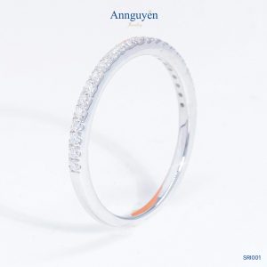 Nhẫn nữ Moissanite Half Eternity tấm 3mm - Bạc S925 Xi Bạch Kim - Annguyen Jewelry (SRI001)