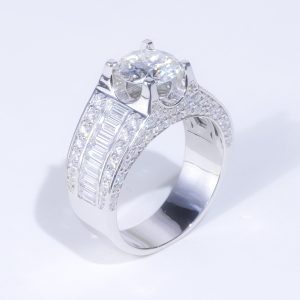 S925 Nhẫn nam Đai Baguette Ổ 9,0mm Chủ Mois Round D tấm mois SRM110.M1.m