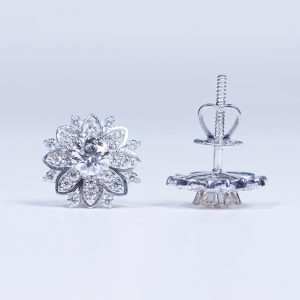 S925 Bông tai Bông hoa chốt ren Ổ 4,5mm Chủ Mois Round D tấm mois SEE080.M1.m