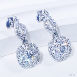 Bông tai ổ 5mm bạc S925 xi kim chủ mois round D tấm cz SEE153