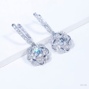 S925 Bông tai ổ 6.0mm Chủ mois Round D tấm mois SEE158.m1.m