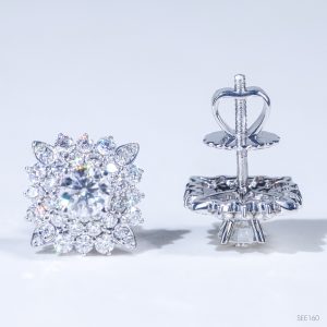 Bông tai ổ 5mm Bạc S925 xi kim Chủ Mois Round D tấm mois SEE160