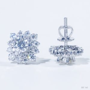 Bông tai ổ 6mm Bạc S925 xi kim Chủ Mois Round D tấm mois SEE165