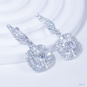 Bông tai ổ 5mm Bạc S925 xi kim Chủ Mois Round D tấm cz SEE177